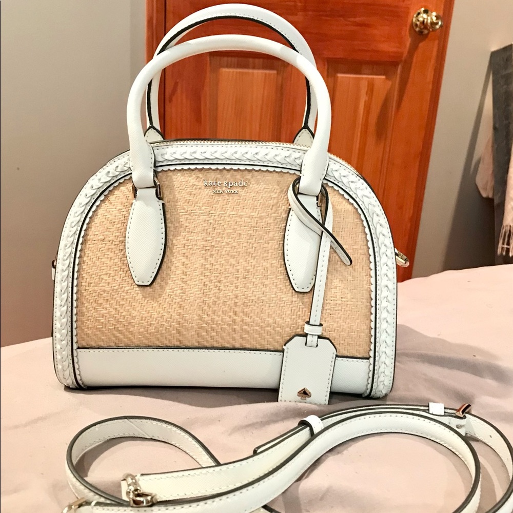 kate spade reiley straw medium dome satchel